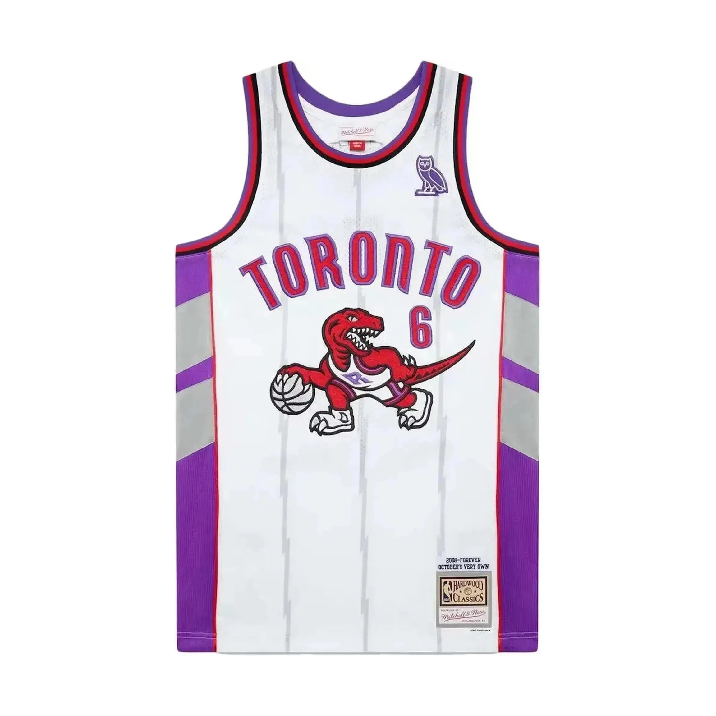 OVO Mitchell And Ness '95 Raptors Basketball Jersey White/Purple