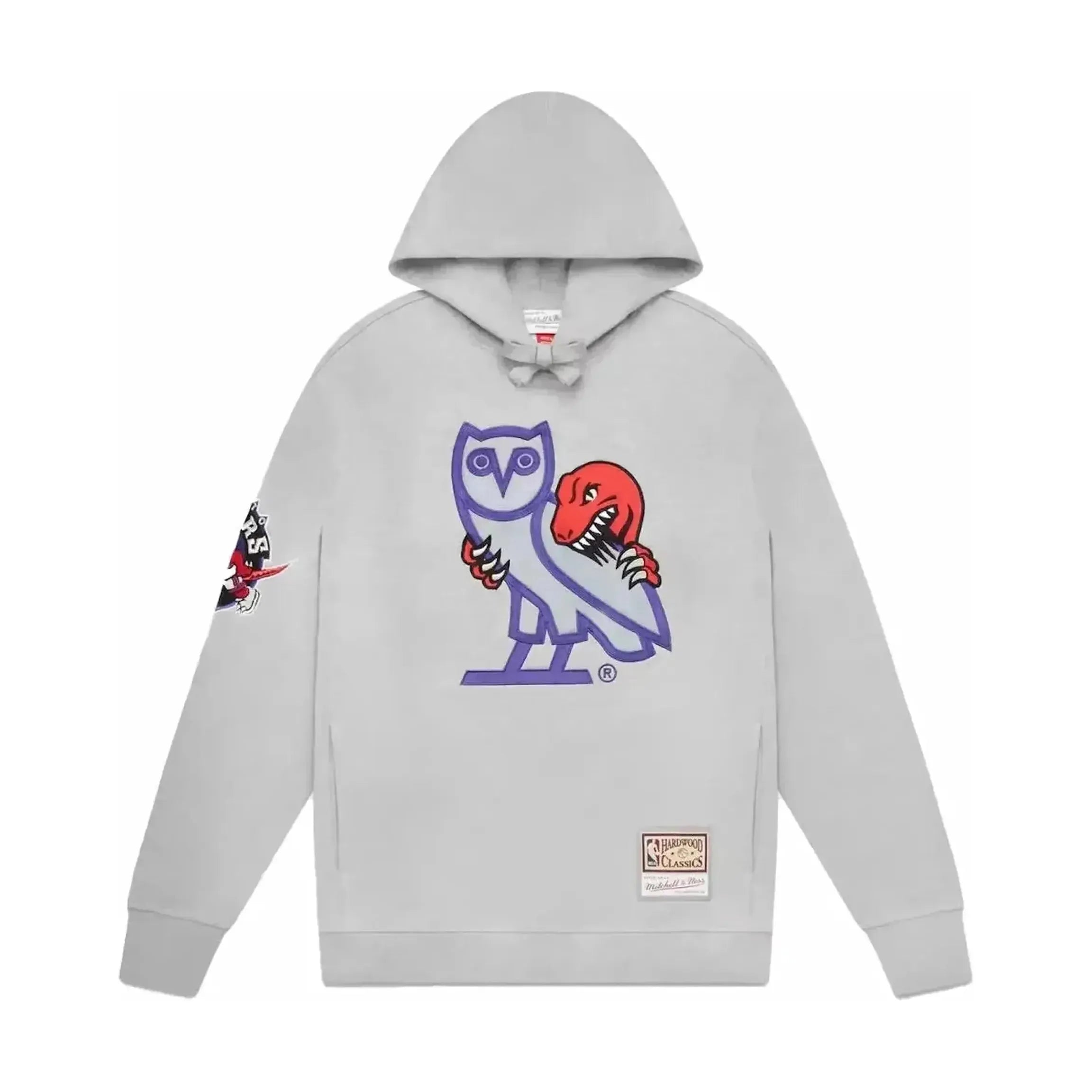 OVO Mitchell & Ness 1995 Raptors OG Owl Hoodie Heather Grey
