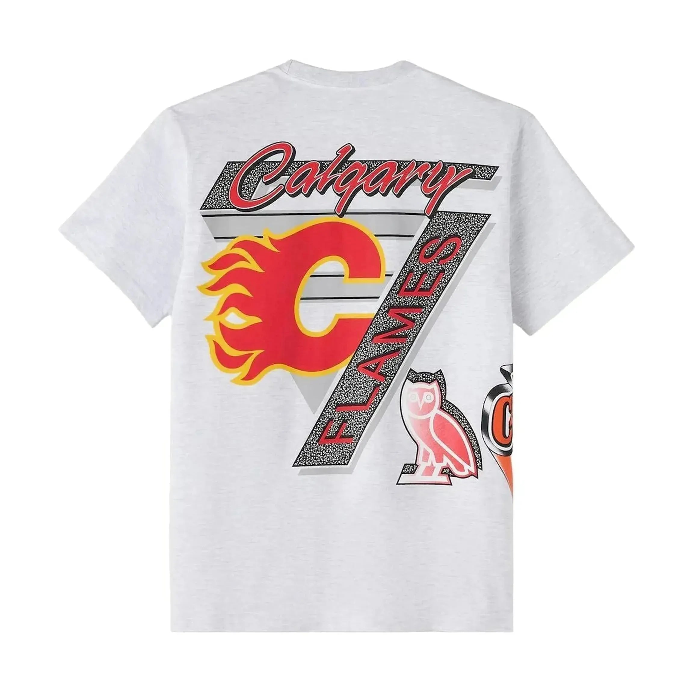 OVO X NHL Calgary Flames 90'S Graphic T-Shirt Ash Heather Grey
