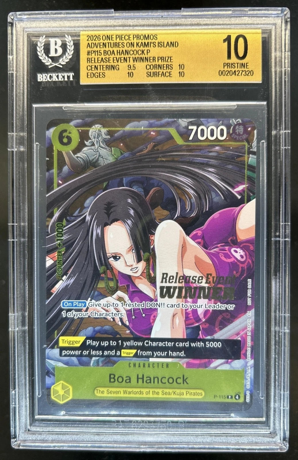 One Piece BGS 10 Boa Hancock Pre Release Event Winner