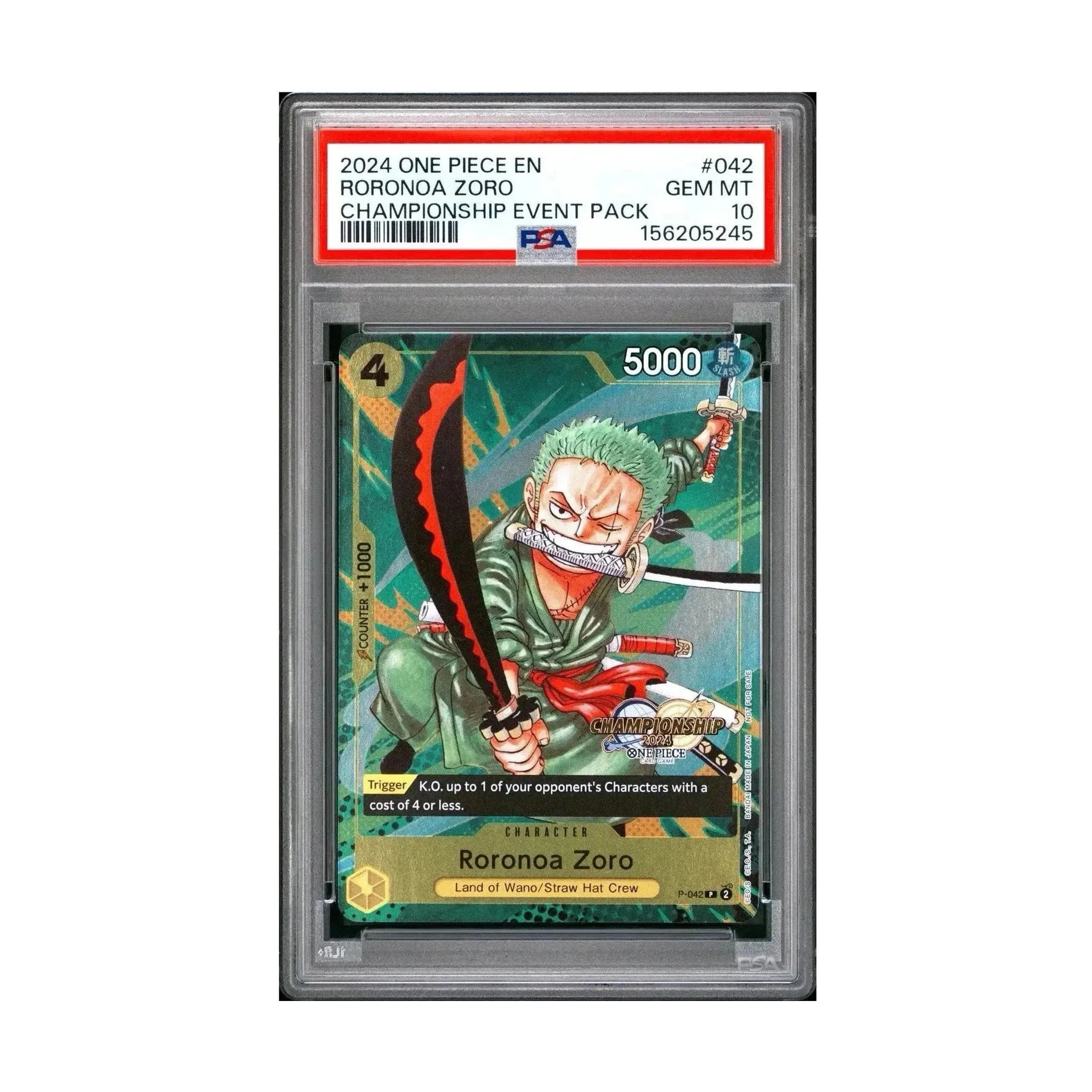 One Piece Roronoa Zoro Championship Event PSA 10