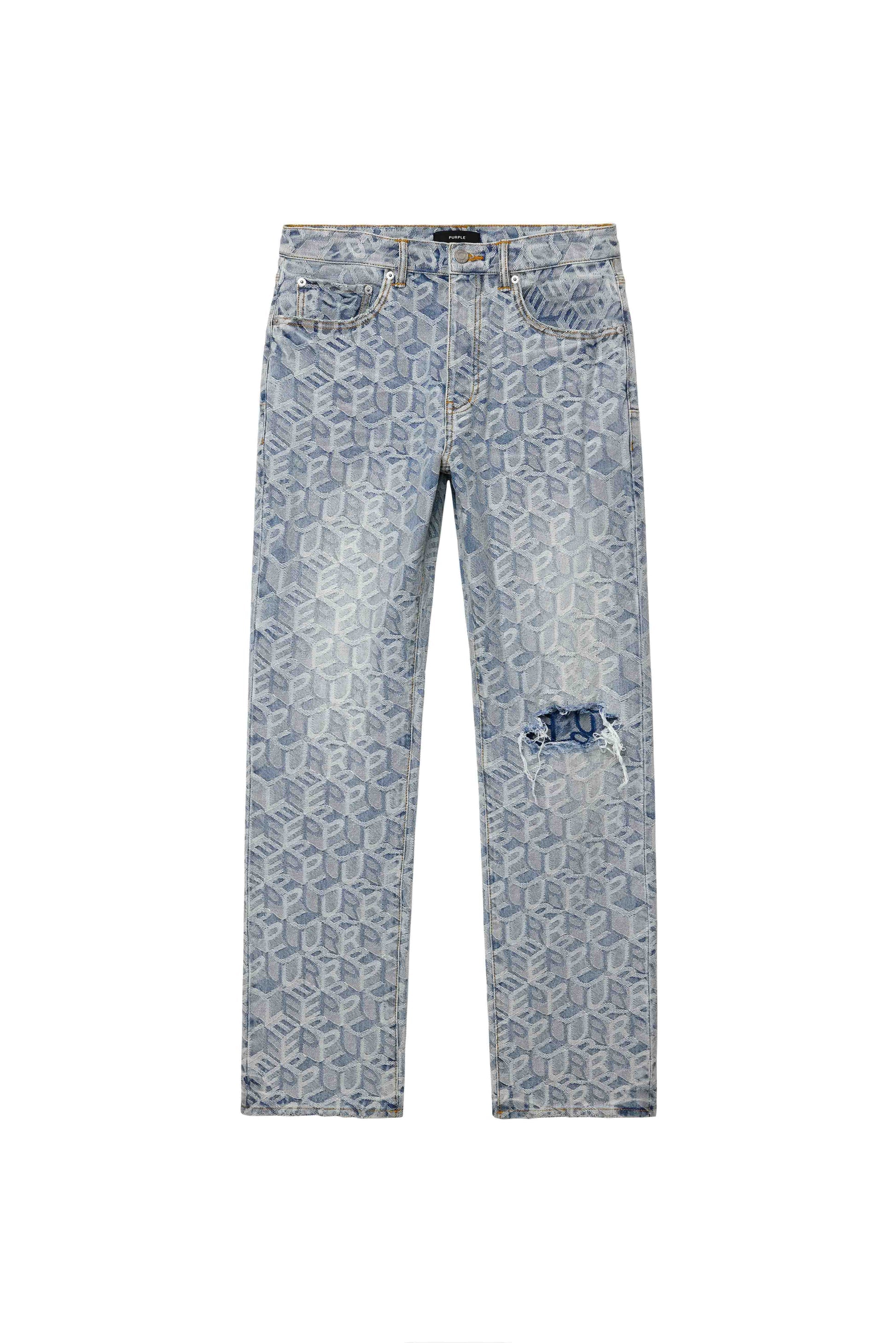 P011 Straight Jeans In Jacquard Monogram Print