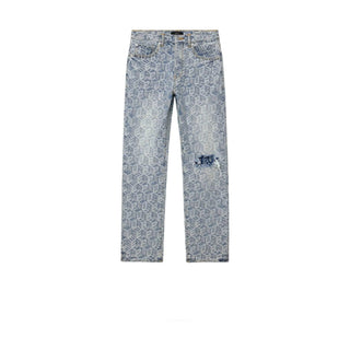 P011 Straight Jeans In Jacquard Monogram Print