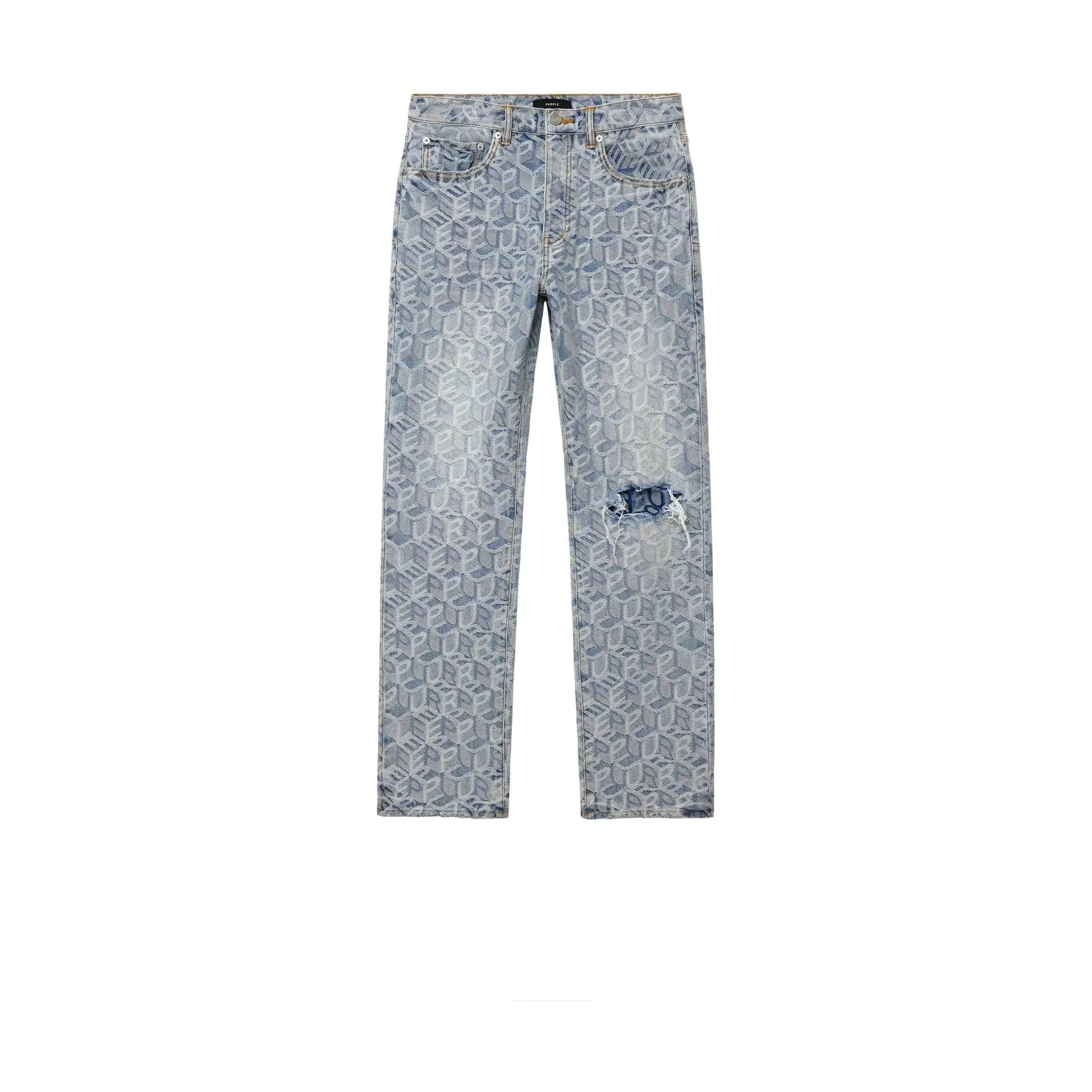 P011 Straight Jeans In Jacquard Monogram Print