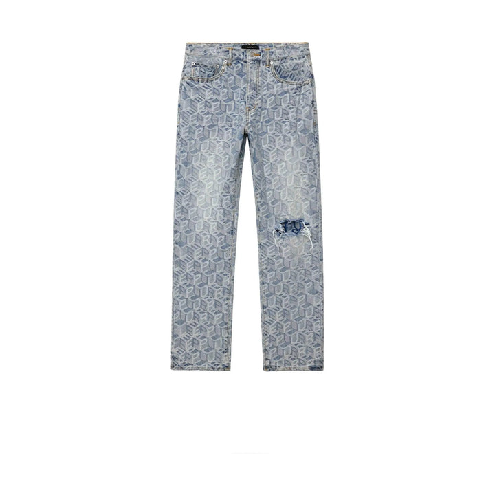 P011 Straight Jeans In Jacquard Monogram Print