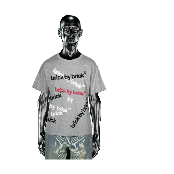 Pierre Bassene Brick by brick all over print Grey T-Shirt