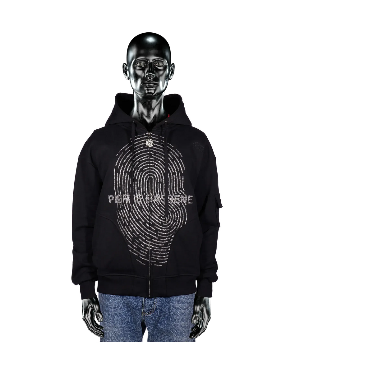 Pierre Bassene GLITTA Fingerprint Zip Hoodie℗ - Black