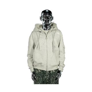 Pierre Bassene GLITTA Fingerprint Zip Hoodie℗ - Heather Grey