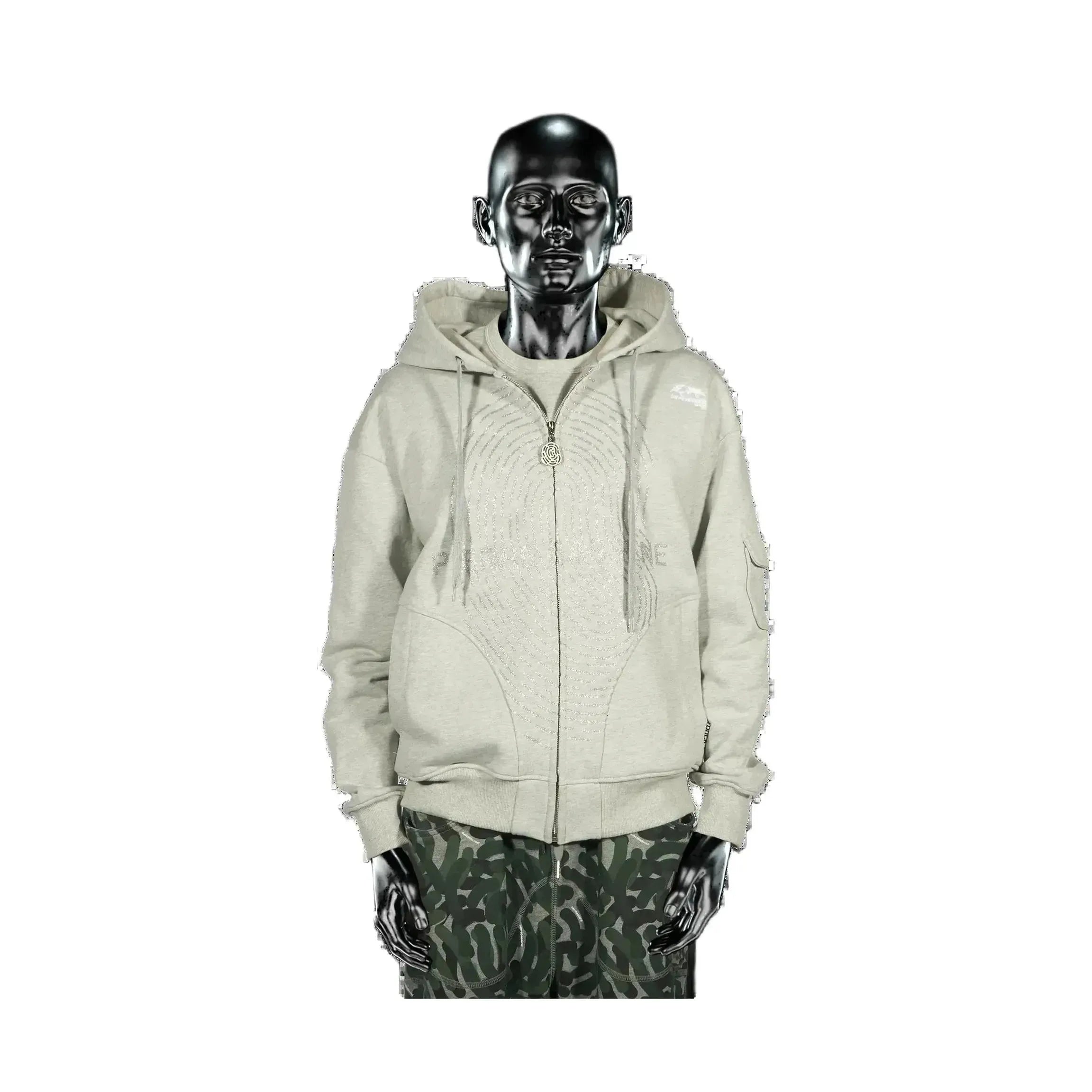Pierre Bassene GLITTA Fingerprint Zip Hoodie℗ - Heather Grey