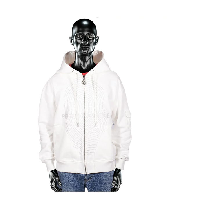 Pierre Bassene GLITTA Fingerprint Zip Hoodie℗ - White