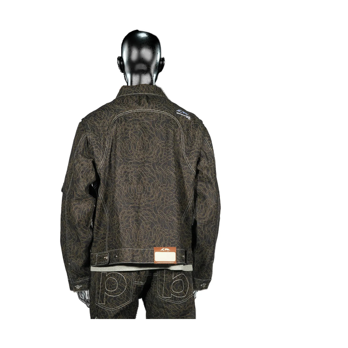 Pierre Bassene World DigiCamo All Over Raw Denim Jacket Dark Blue