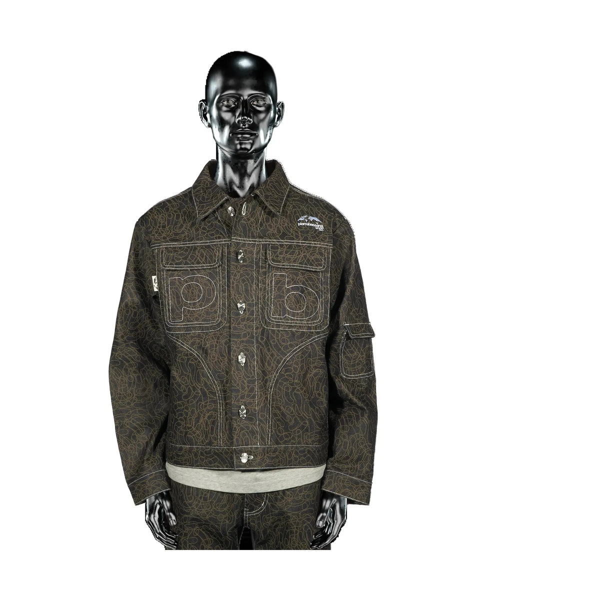 Pierre Bassene World DigiCamo All Over Raw Denim Jacket Dark Blue