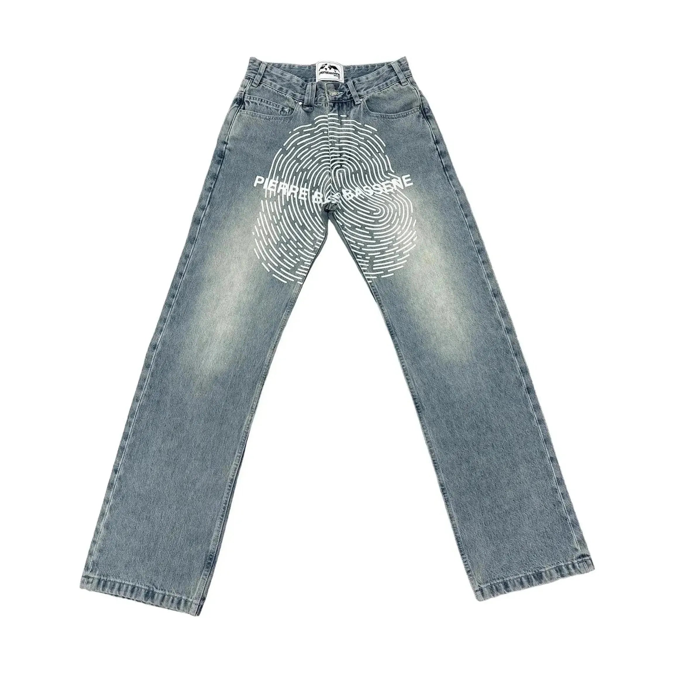 Pierre Bassene World Fingerprint Light Wash Denim Light Blue