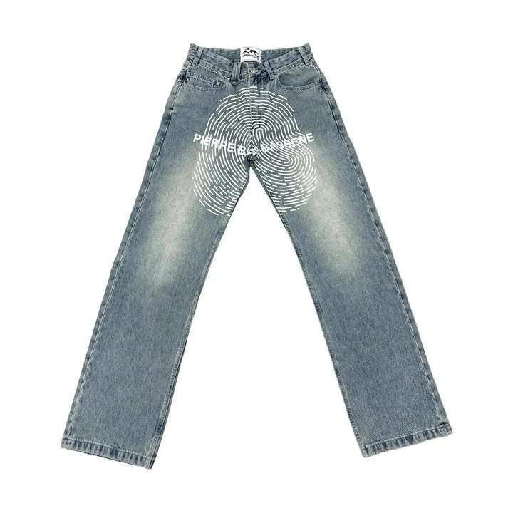 Pierre Bassene World Fingerprint Light Wash Denim Light Blue