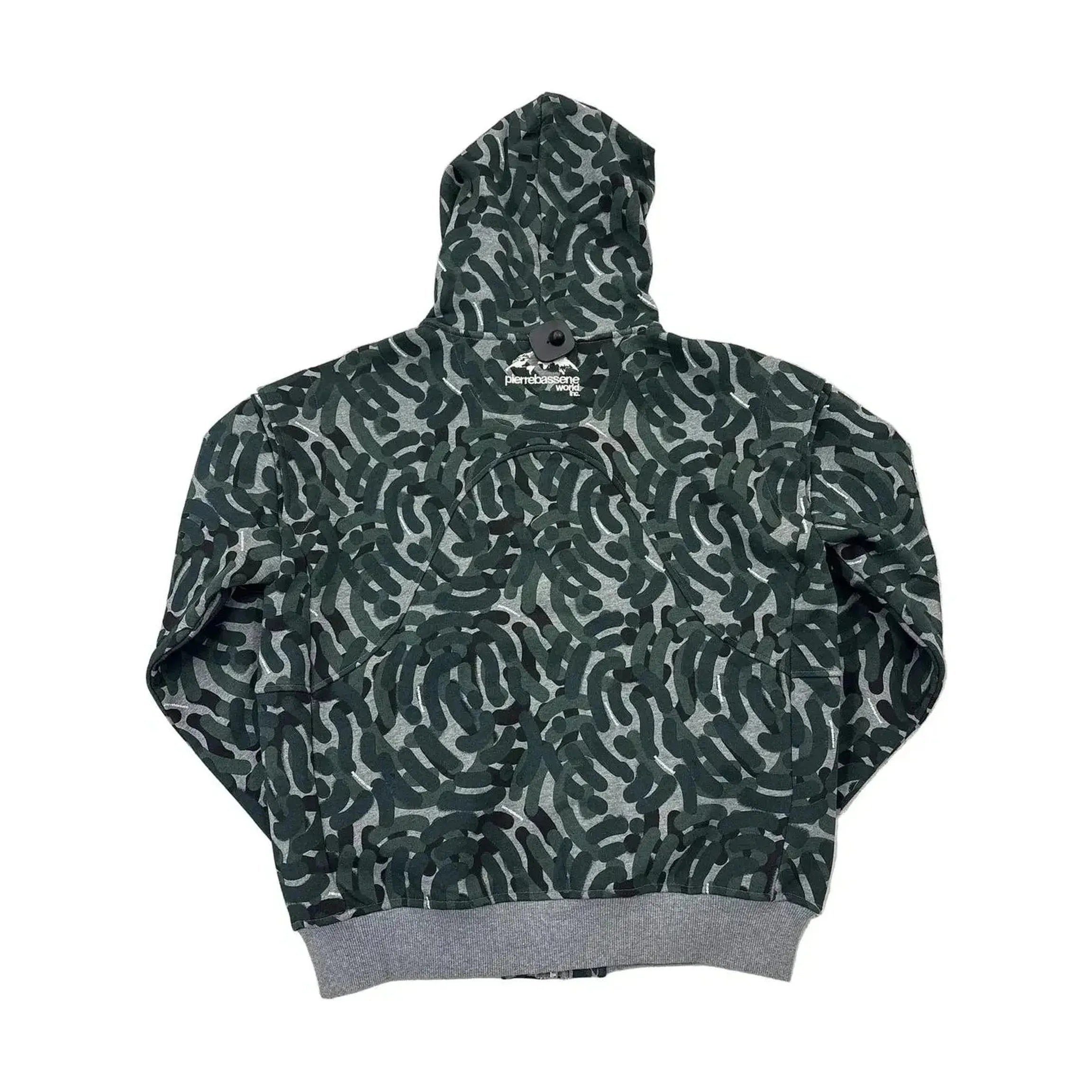 Pierre Bassene World Fingerprint Zip Hoodie℗ Washed Green