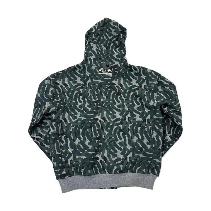 Pierre Bassene World Fingerprint Zip Hoodie℗ Washed Green