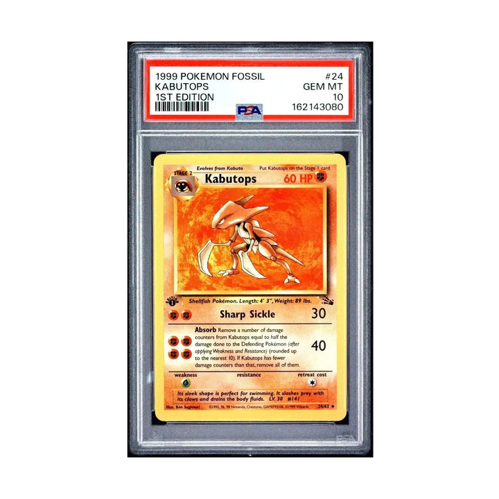 Pokemon 1999 PSA 10 Fossil 1st Edition Kabutops