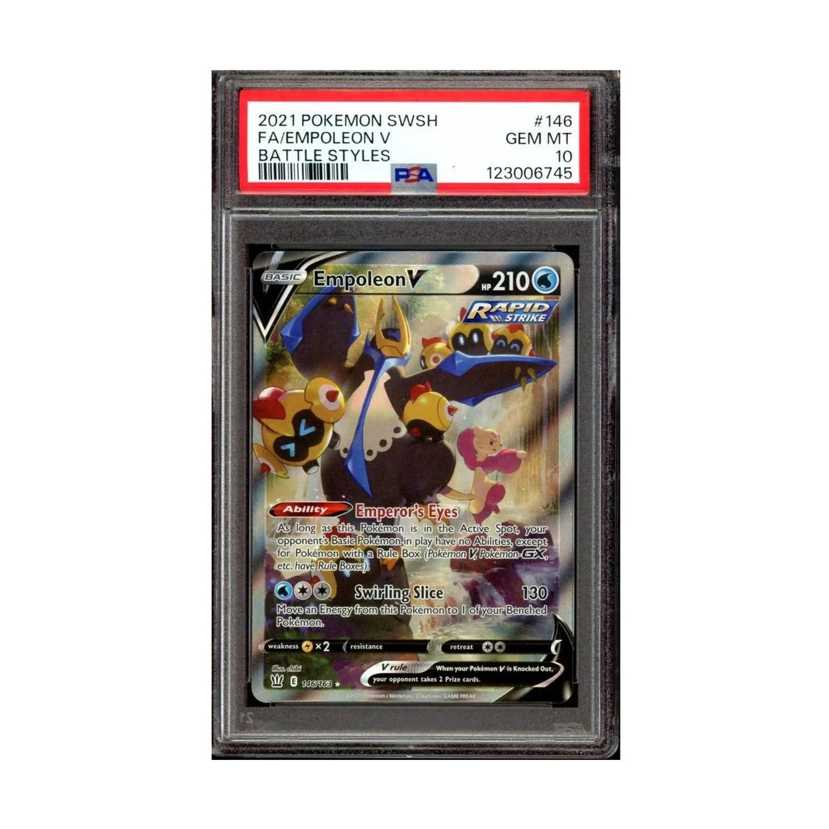 Pokemon 2021 SWSH FA/EMPOLEON V PSA 10