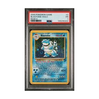 Pokemon Blastoise 2000 Base Set 2 SWIRL Holo PSA 1