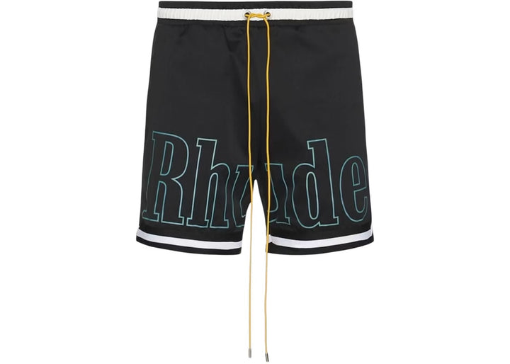 RHUDE Logo Basketball Swim Shorts Black/White/Navy