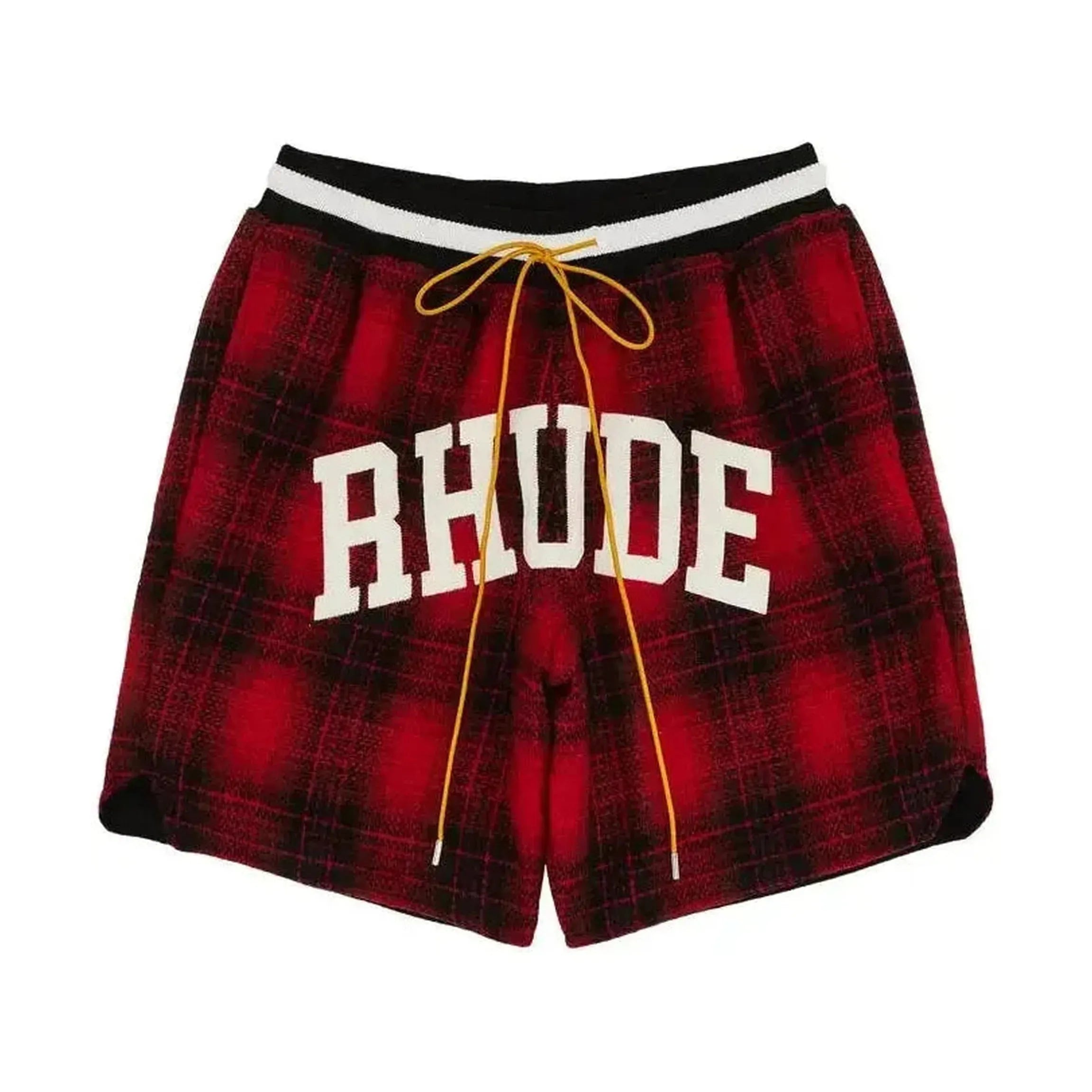 Rhude Flannel Collegiate Court Logo Short ’Red/Black'