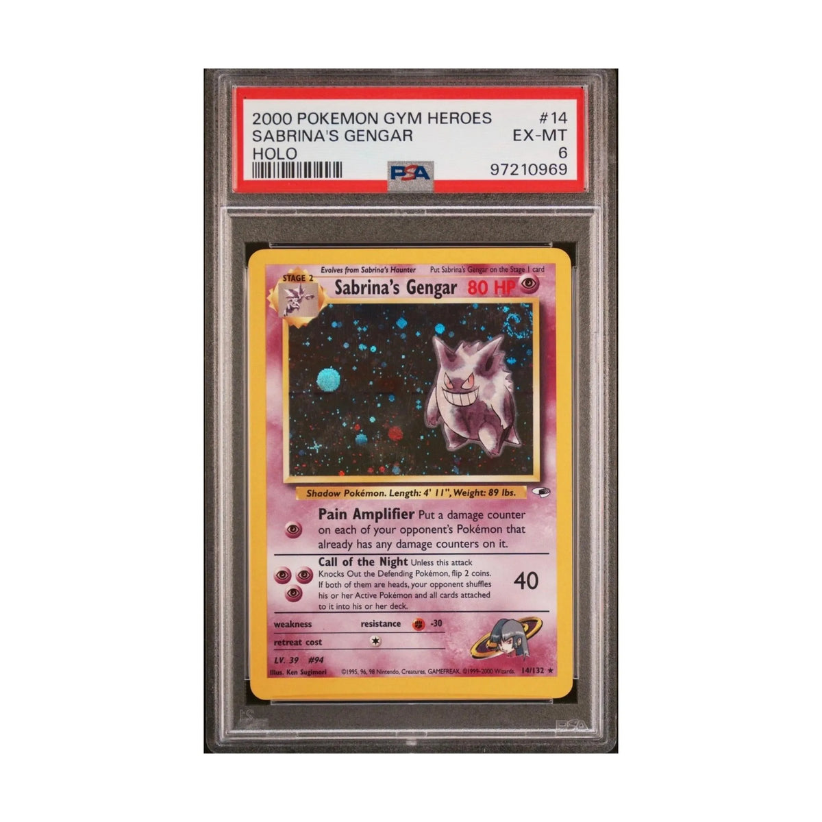 Sabrina’s Gengar 2000 Pokemon Gym Heroes HOLO PSA-6 #14