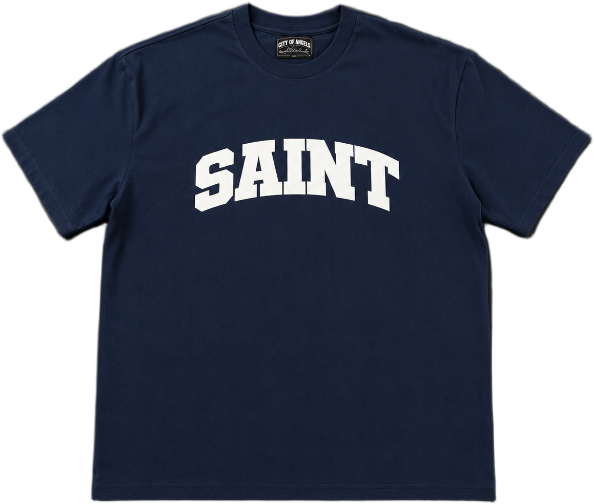 Saint French Terry Black/White T-Shirt