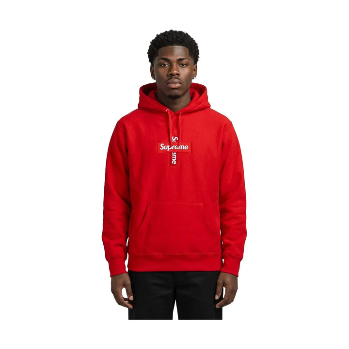 Supreme Cross Box Logo Hooded Sweatshirt Red