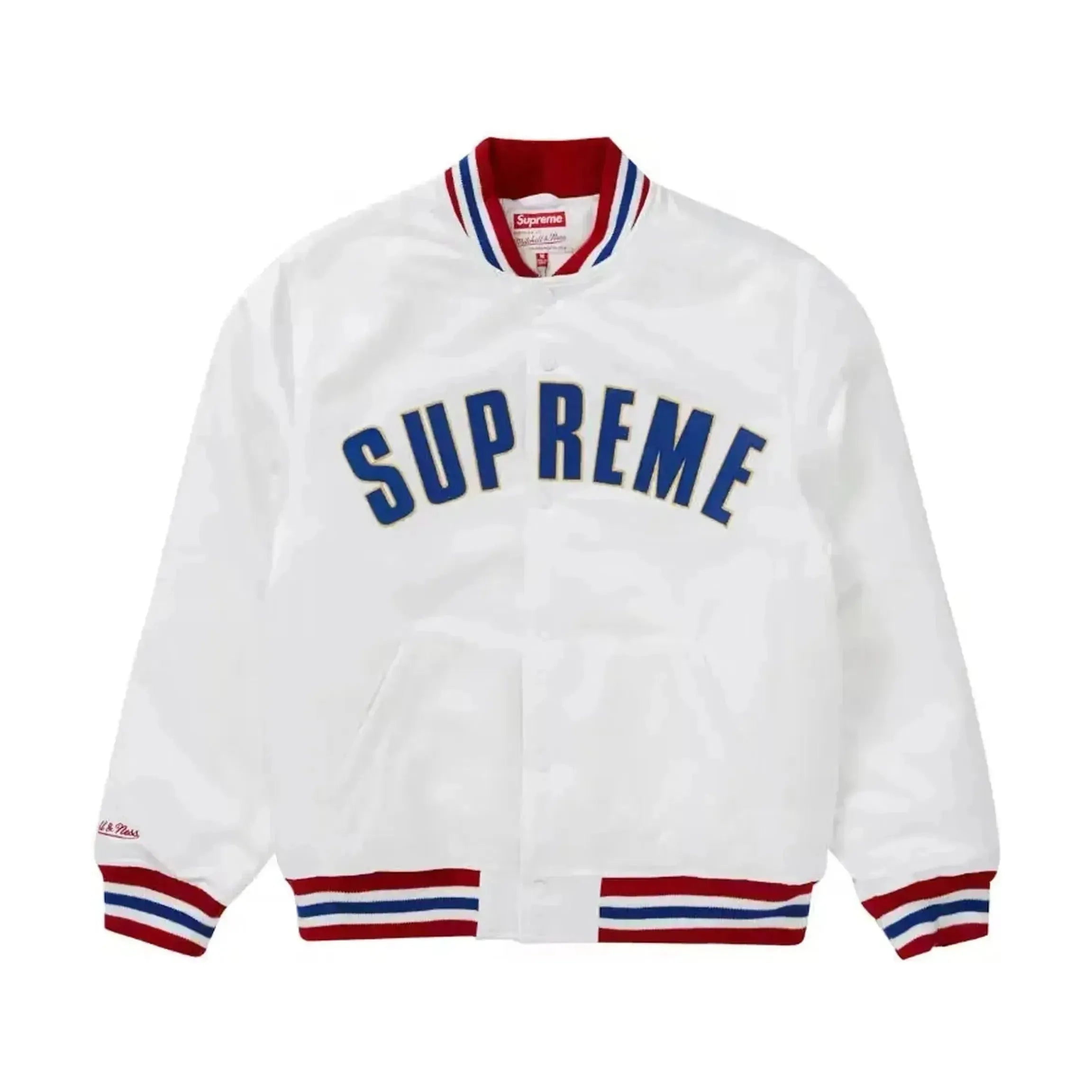 Supreme Mitchell & Ness Satin Jacket White