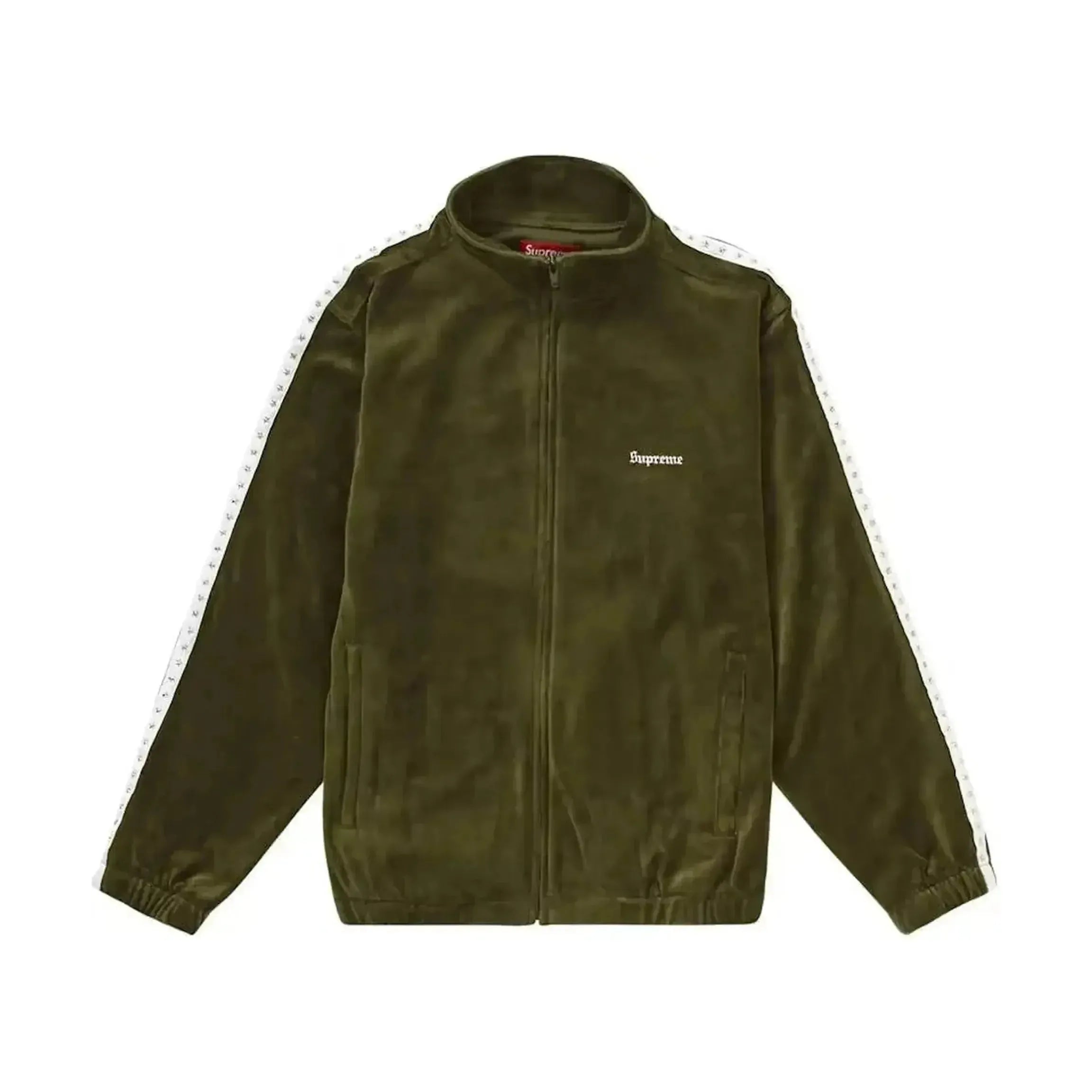 Supreme Studded Velour Track Jacket Olive