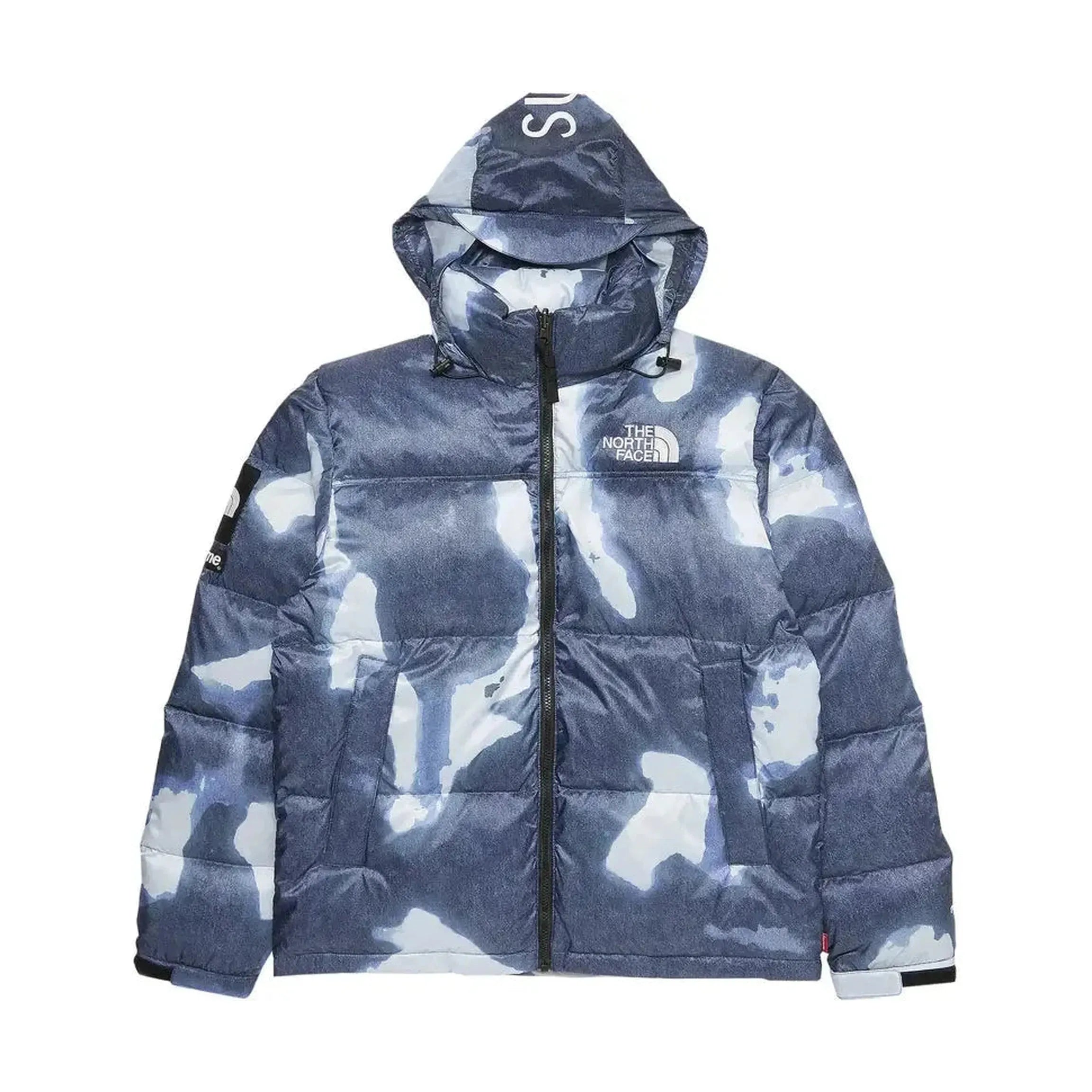 Supreme x The North Face Bleached Denim Print Nuptse Jacket 'Indigo'