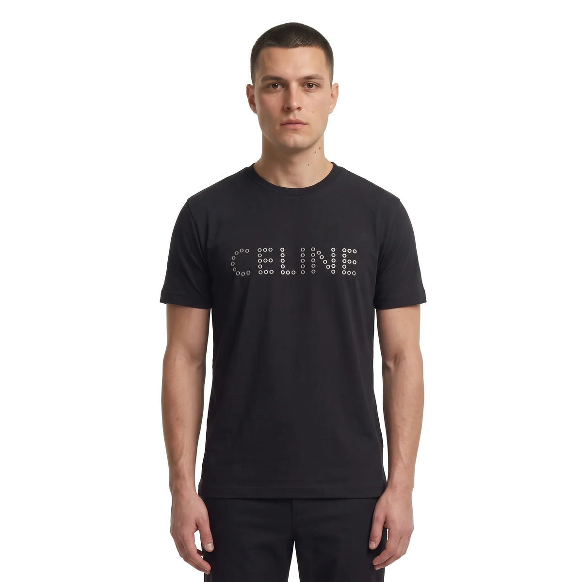 Celine Studded Logo Black T-shirt
