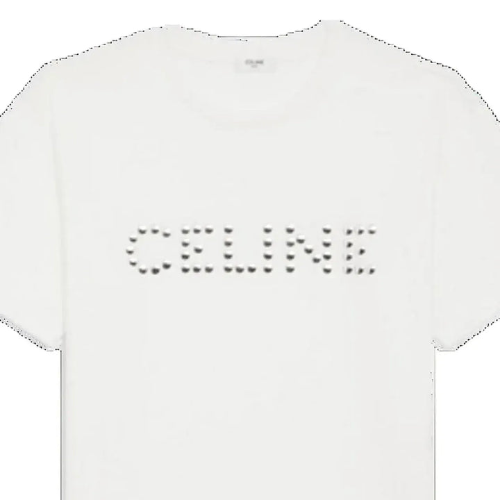 Celine Studded Logo White T-Shirt