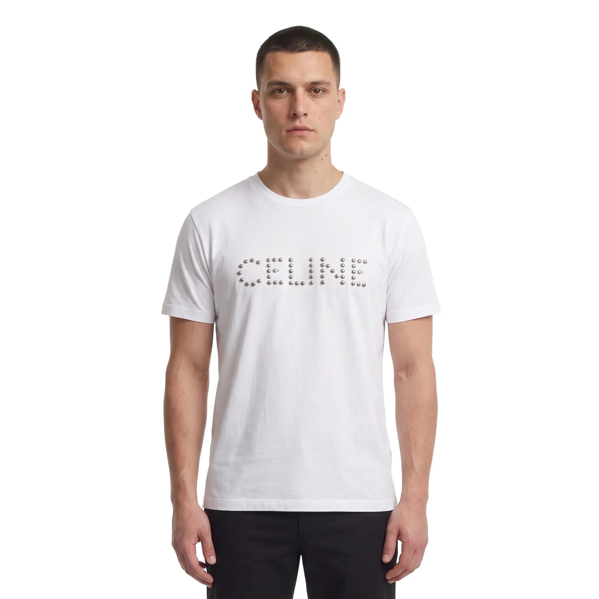 Celine Studded Logo White T-Shirt
