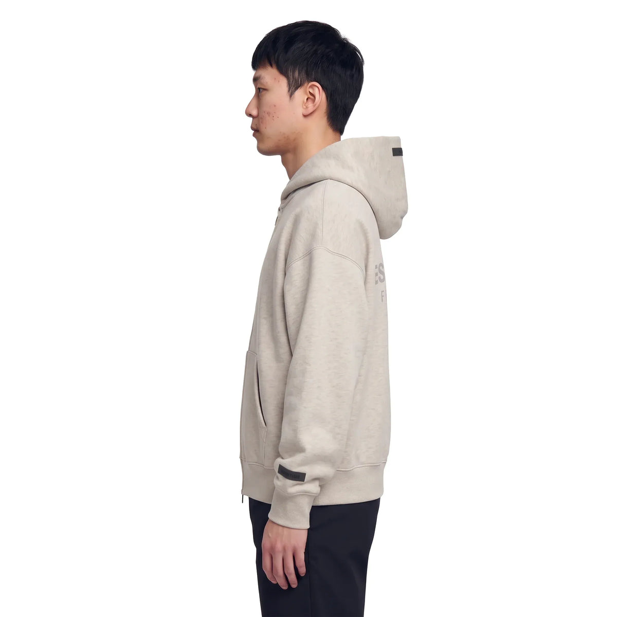 Fear of God Essentials Classic Fleece Zip-Up Hoodie Heather Stone