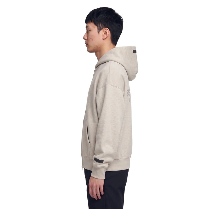 Fear of God Essentials Classic Fleece Zip-Up Hoodie Heather Stone