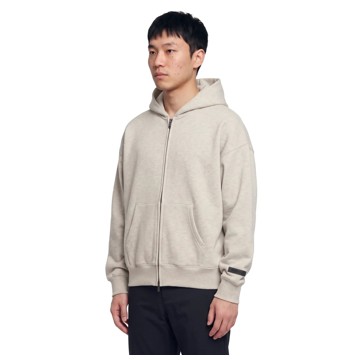 Fear of God Essentials Classic Fleece Zip-Up Hoodie Heather Stone
