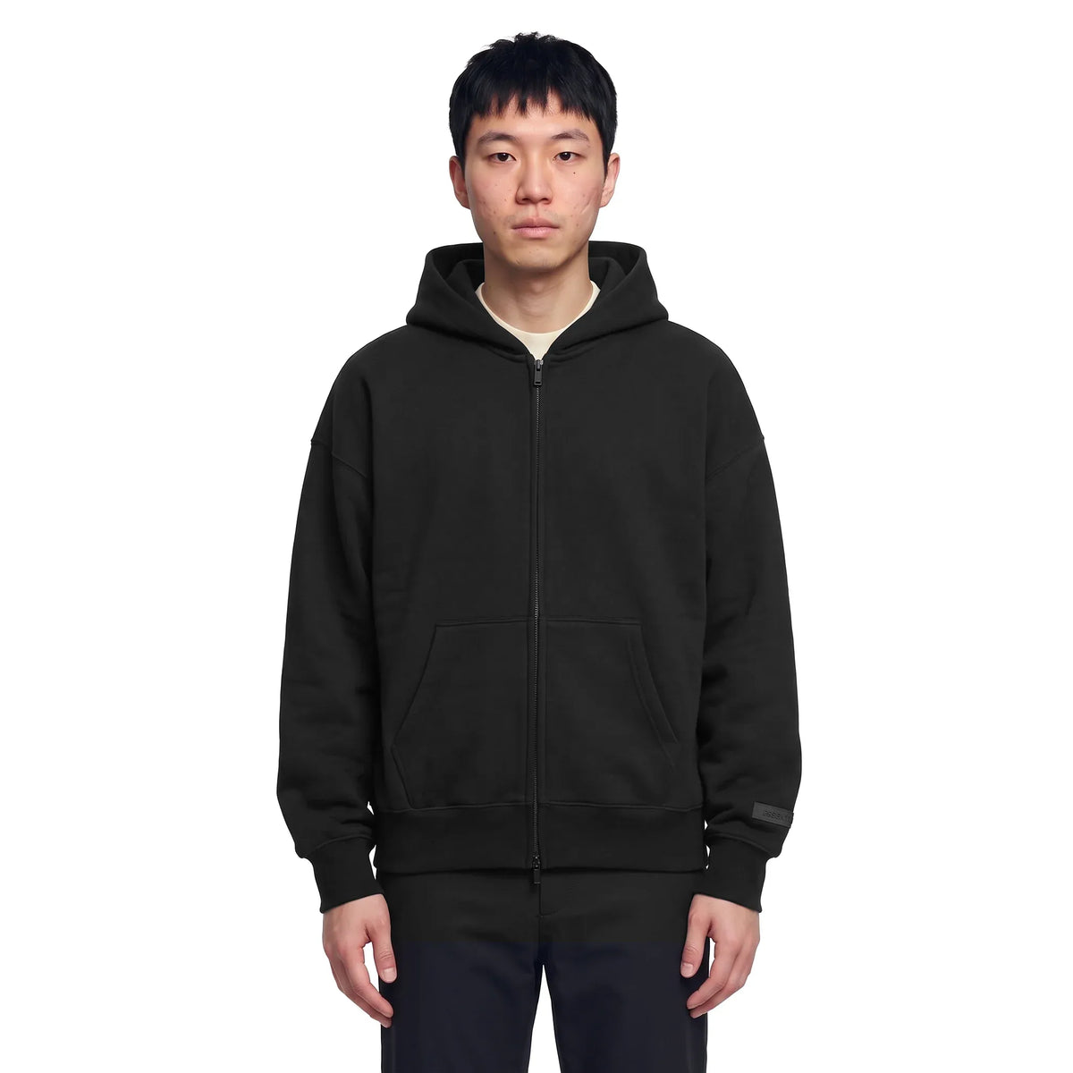 Fear of God Essentials Classic Full Zip-Up Hoodie Jet Black