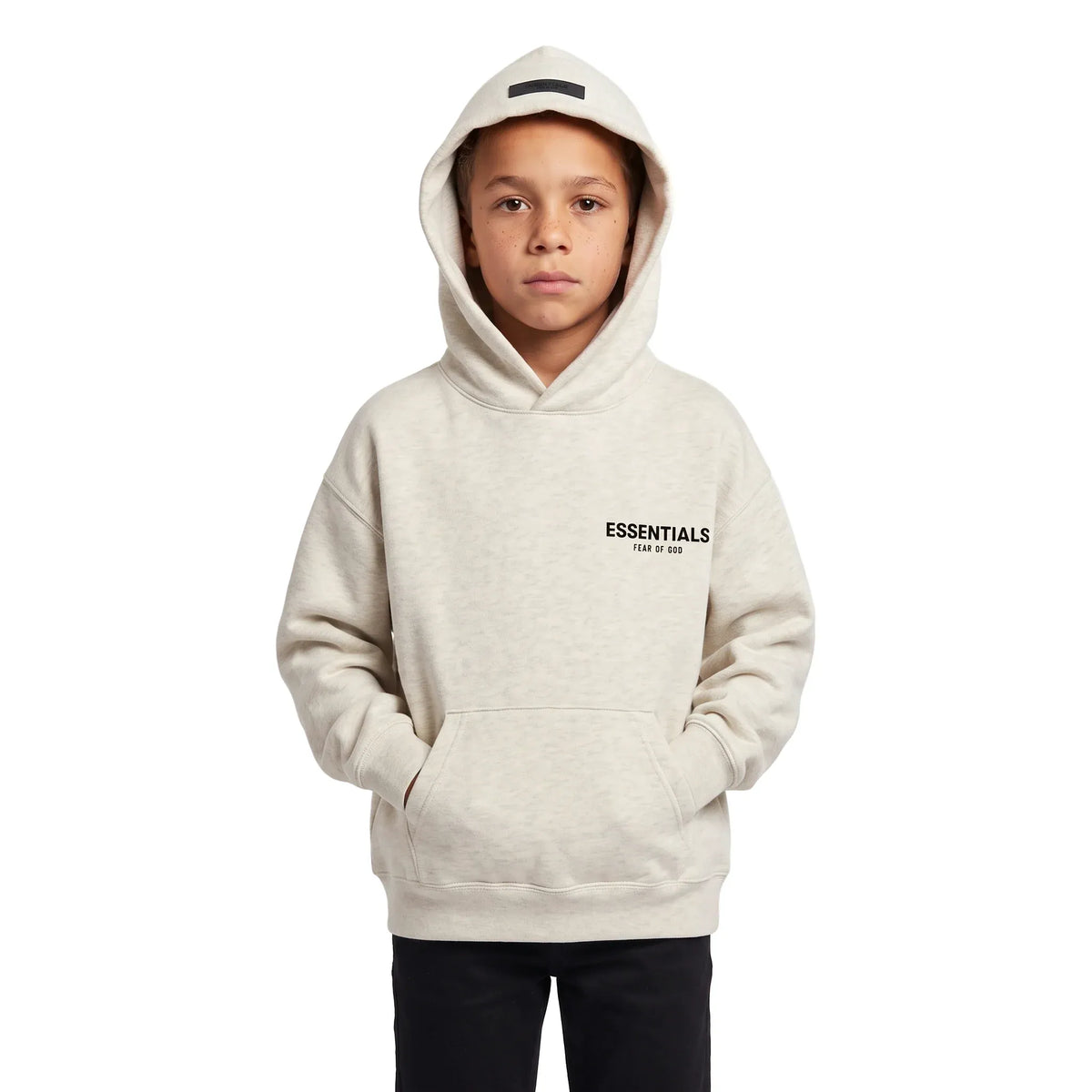 Fear of God Essentials Kids Pullover Hoodie Light Oatmeal
