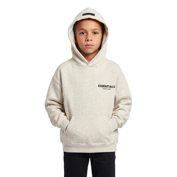 Fear of God Essentials Kids Pullover Hoodie Light Oatmeal