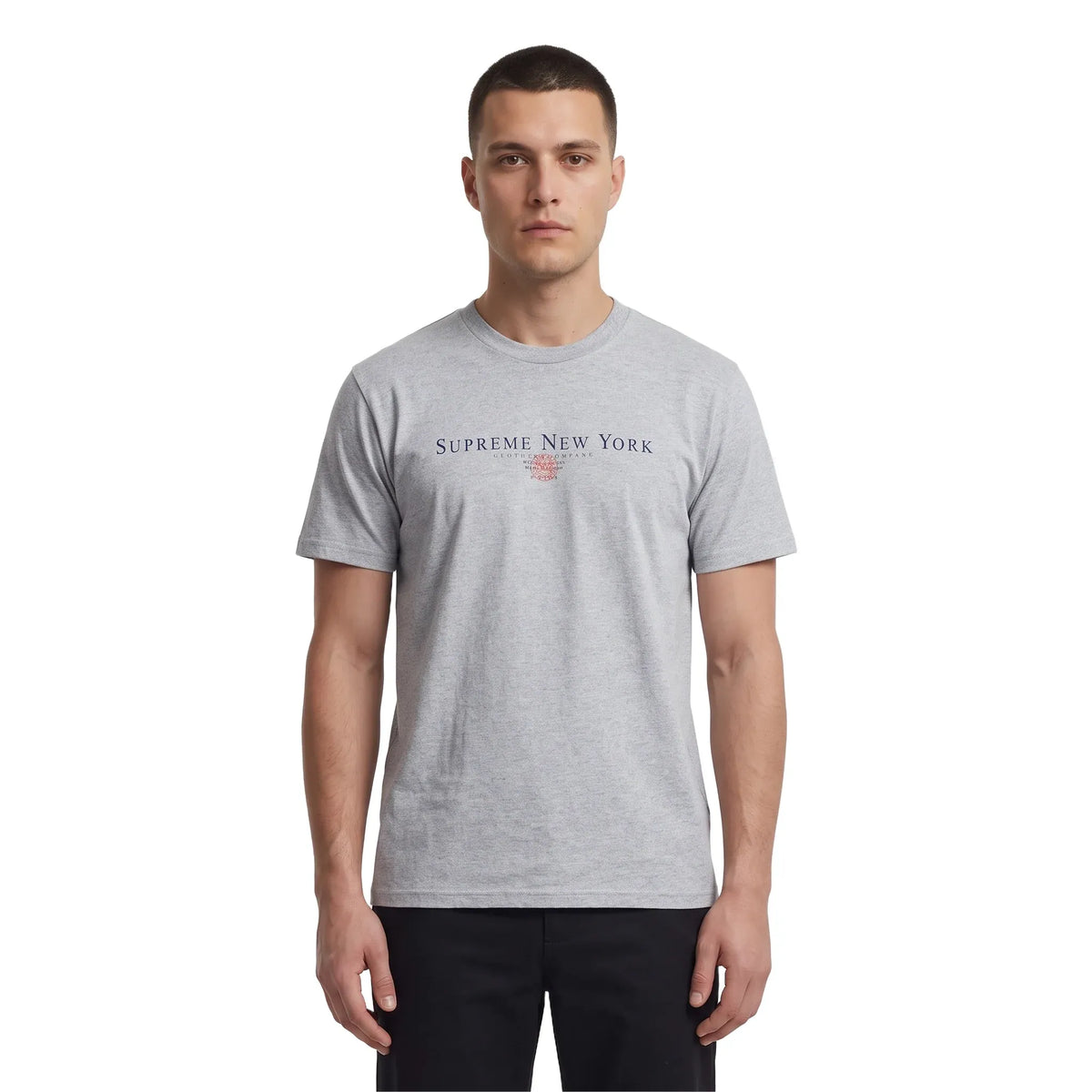 heather grey Supreme Tradition Tee featuring the "Supreme New York"