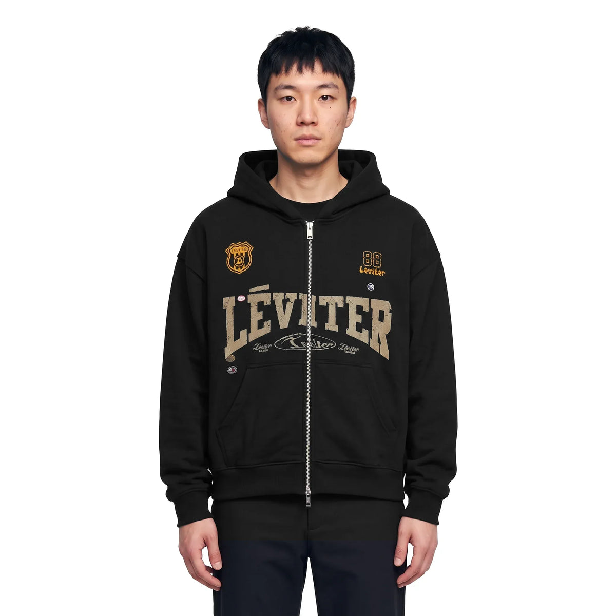 Léviter College Graphic Zip Hoodie Black