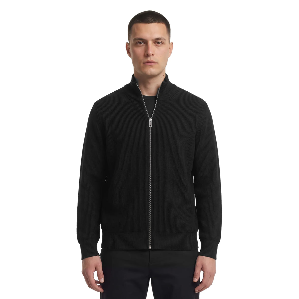 Léviter Essential Ribbed Full Zip-Up Black