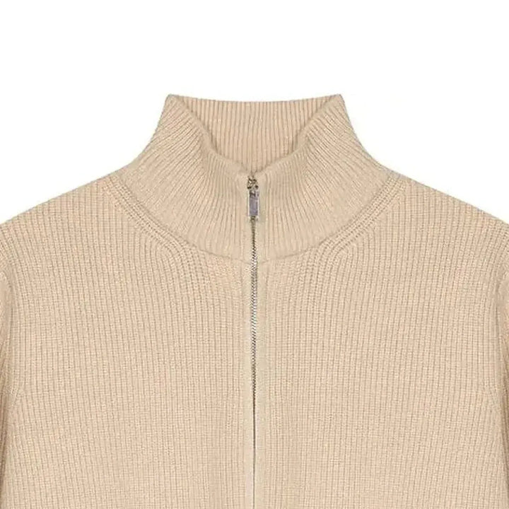 Léviter Essential Ribbed Full Zip-Up Cream