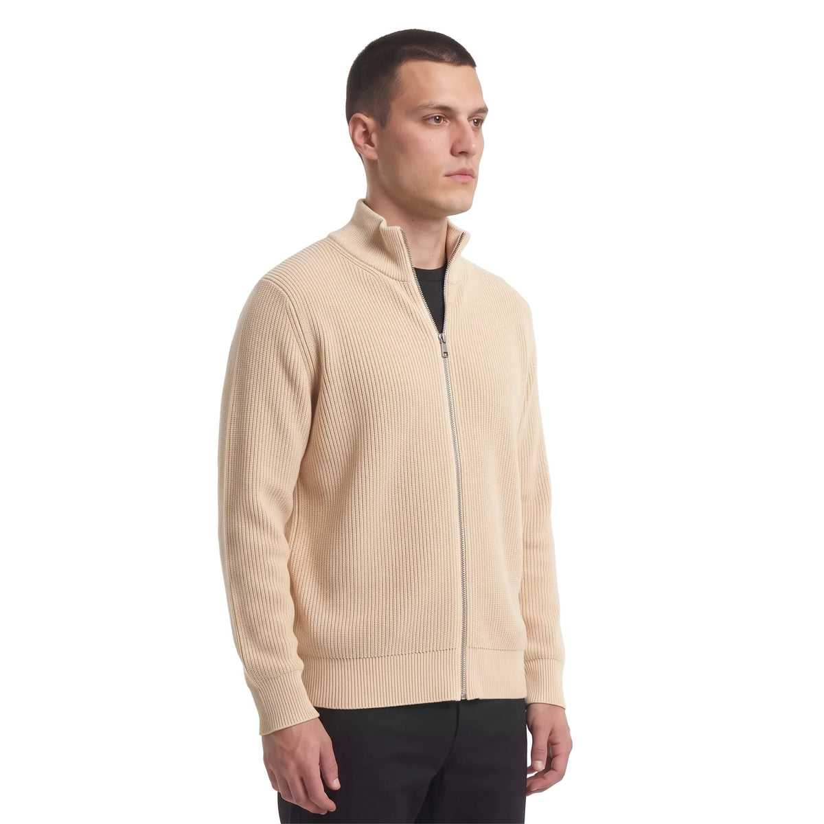 Léviter Essential Ribbed Full Zip-Up Cream