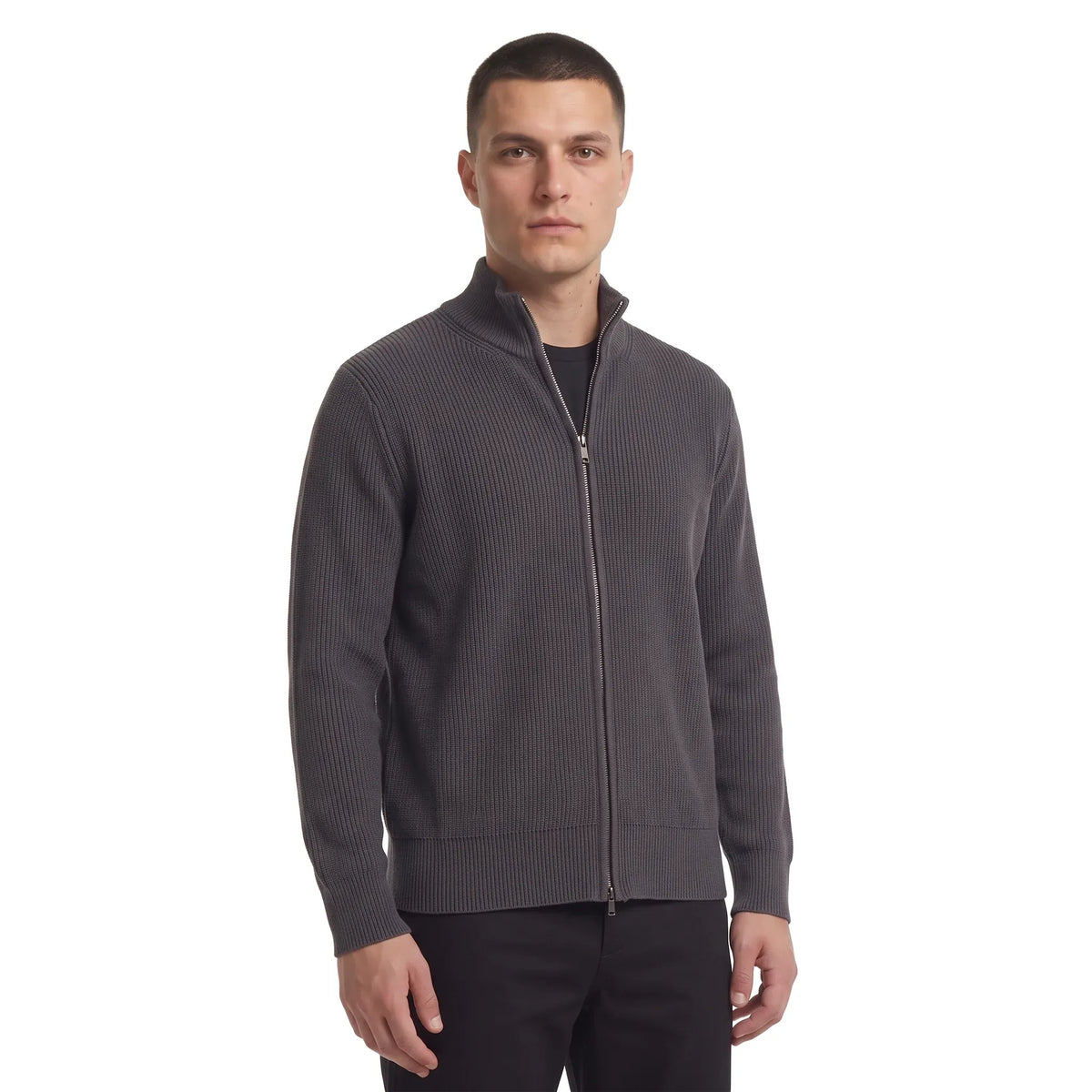 Léviter Essential Ribbed Full Zip-Up Grey