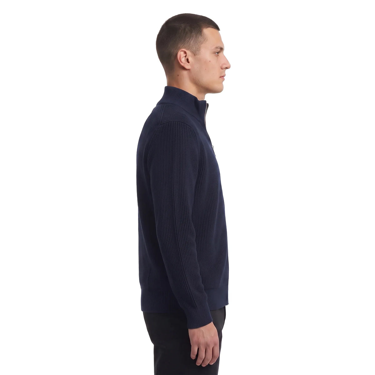 Léviter Essential Ribbed Full Zip-Up Navy Blue