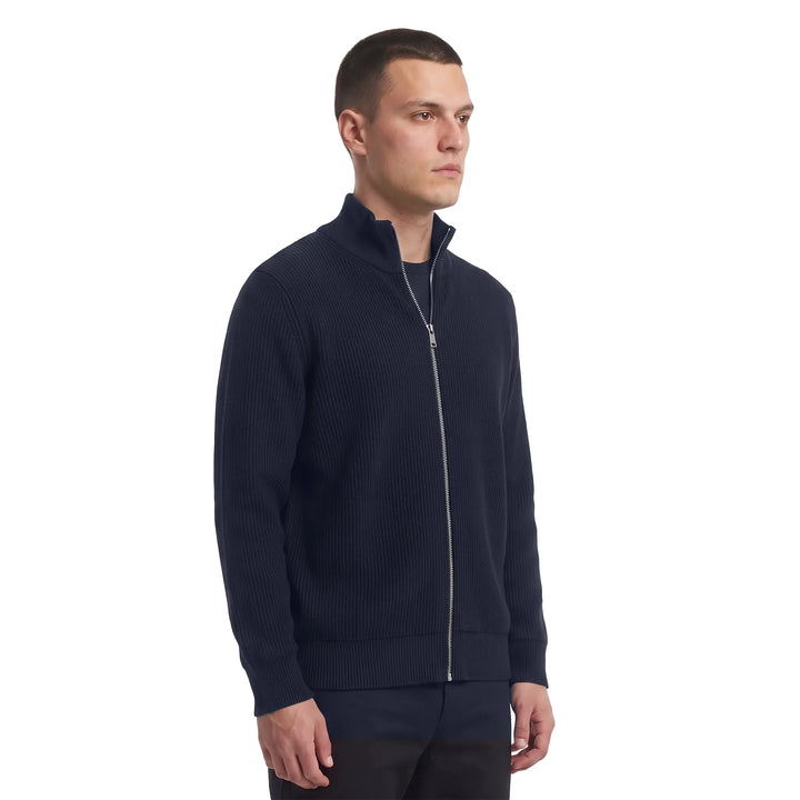 Léviter Essential Ribbed Full Zip-Up Navy Blue