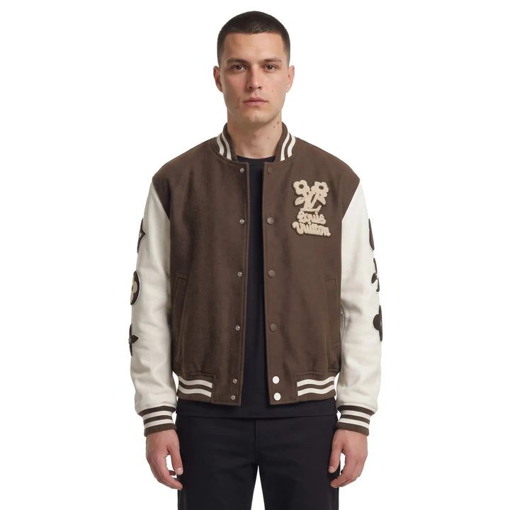 Louis Vuitton by Tyler The Creator Embroidered Varsity Jacket Brown
