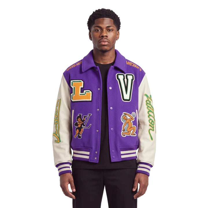 Louis Vuitton Virgil Abloh FW22 Runaway Varsity Jacket Purple